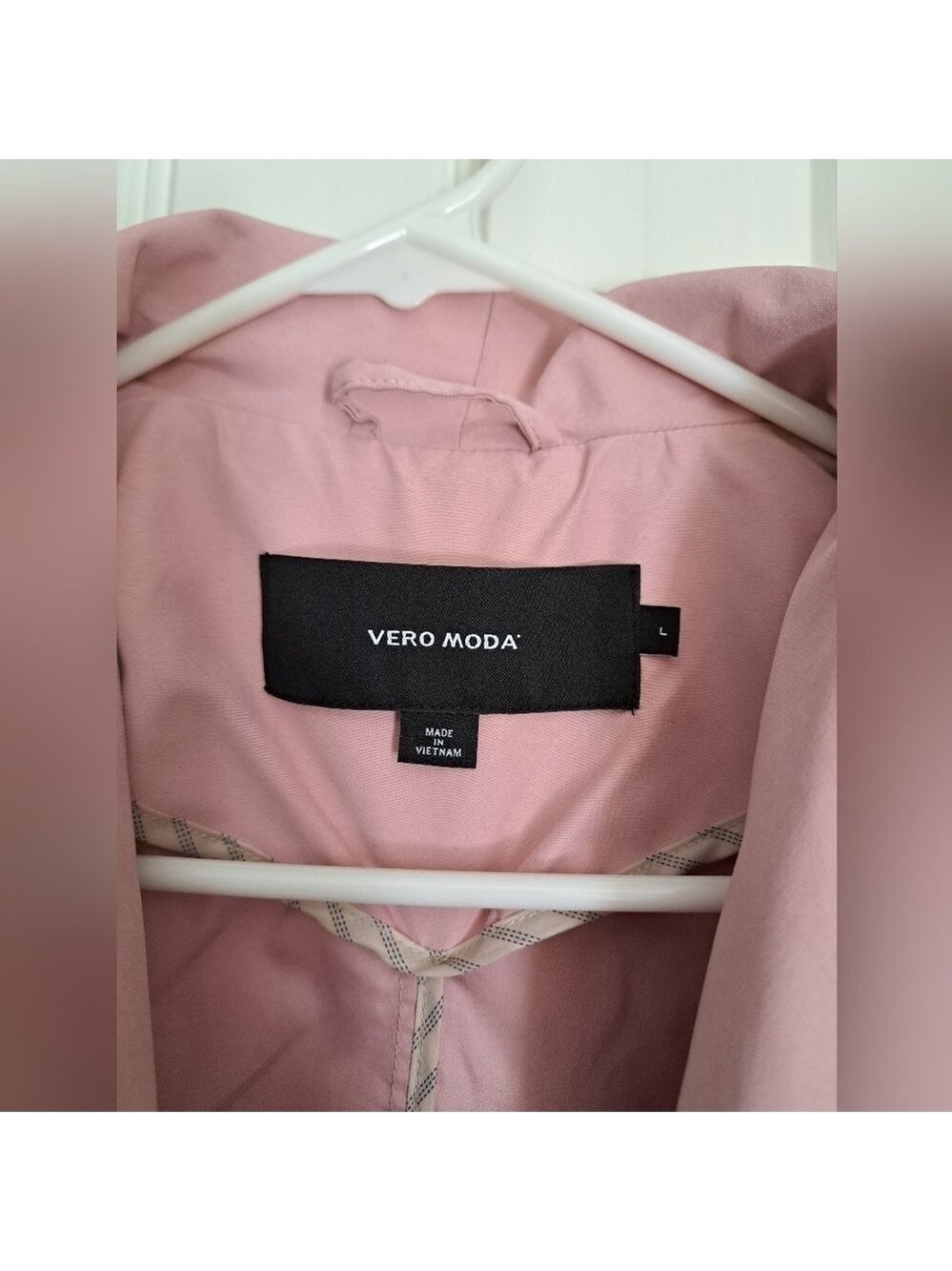 VERO MODE V-MELINES 3/4 TRENCH coat lightweight dusty pink belted coat pockets L - Picture 8 of 10